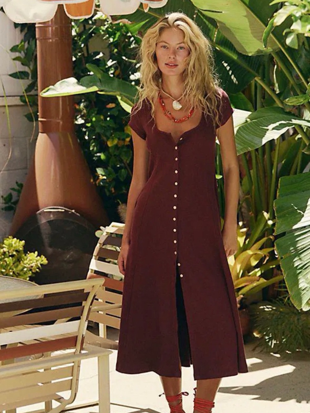Magnolia Midi Dress in Aubergine